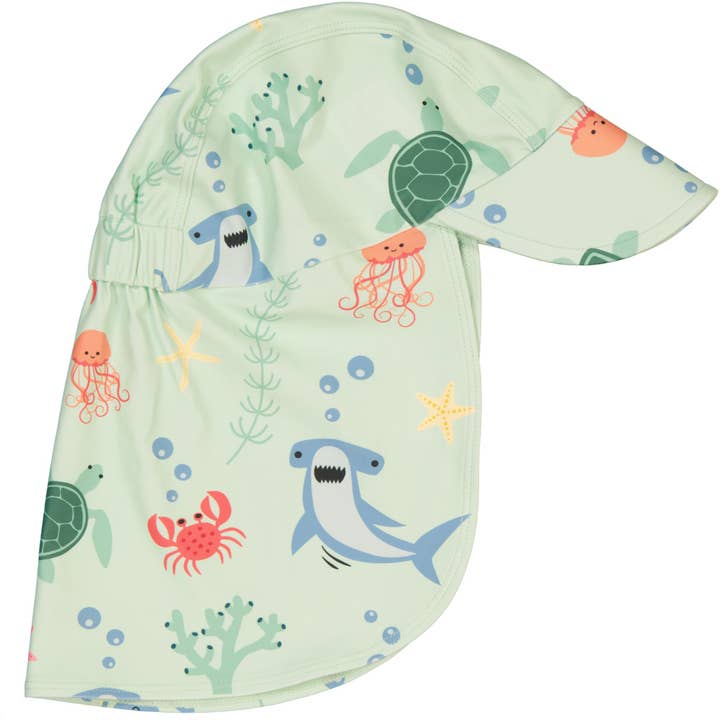 Chapeau anti-UV enfant bleu Océan profond pour la vente par Geggamoja