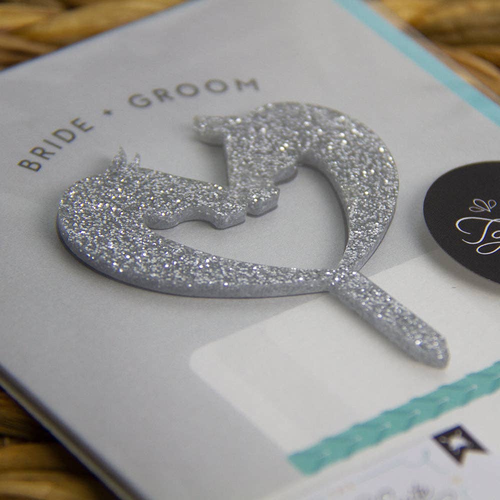 Hunt Seat Paper Co. - Wholesale Wedding Card - Bride + Groom Cake Topper Card - Equestrian Barn Wedding2