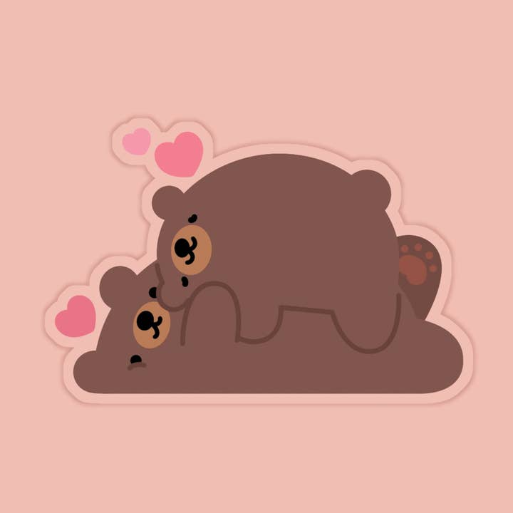 Bears Hugging Vinyl Sticker | Valentine's Day Sticker for wholesale by Laura Illustrates