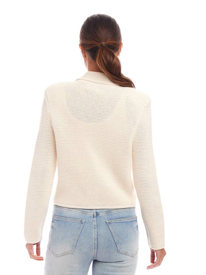 Cream Button Up Blazer Sweater for wholesale on Faire
