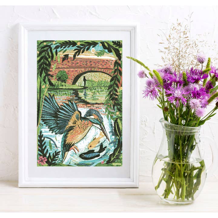 Kingfisher A3 Print on Silk Stock for wholesale by Jamie Poole