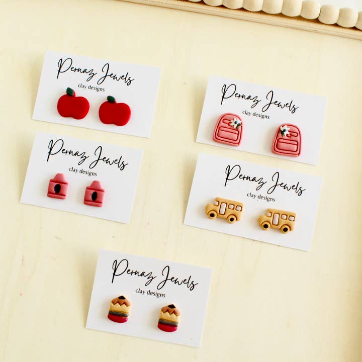 teacher appreciation stud pack back to school polymer clay for wholesale by PERNAZ JEWEL