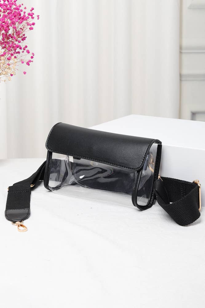 Hana - Wholesale Crossbody Bag - Women's - Solid Trim Clear Stadium Crossbody Bag10