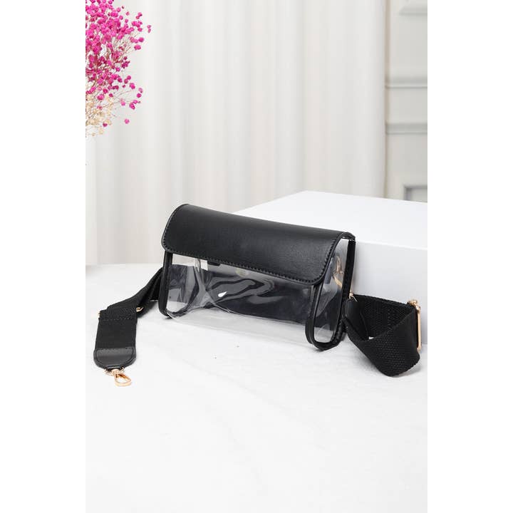 Hana - Wholesale Crossbody Bag - Women's - Solid Trim Clear Stadium Crossbody Bag10