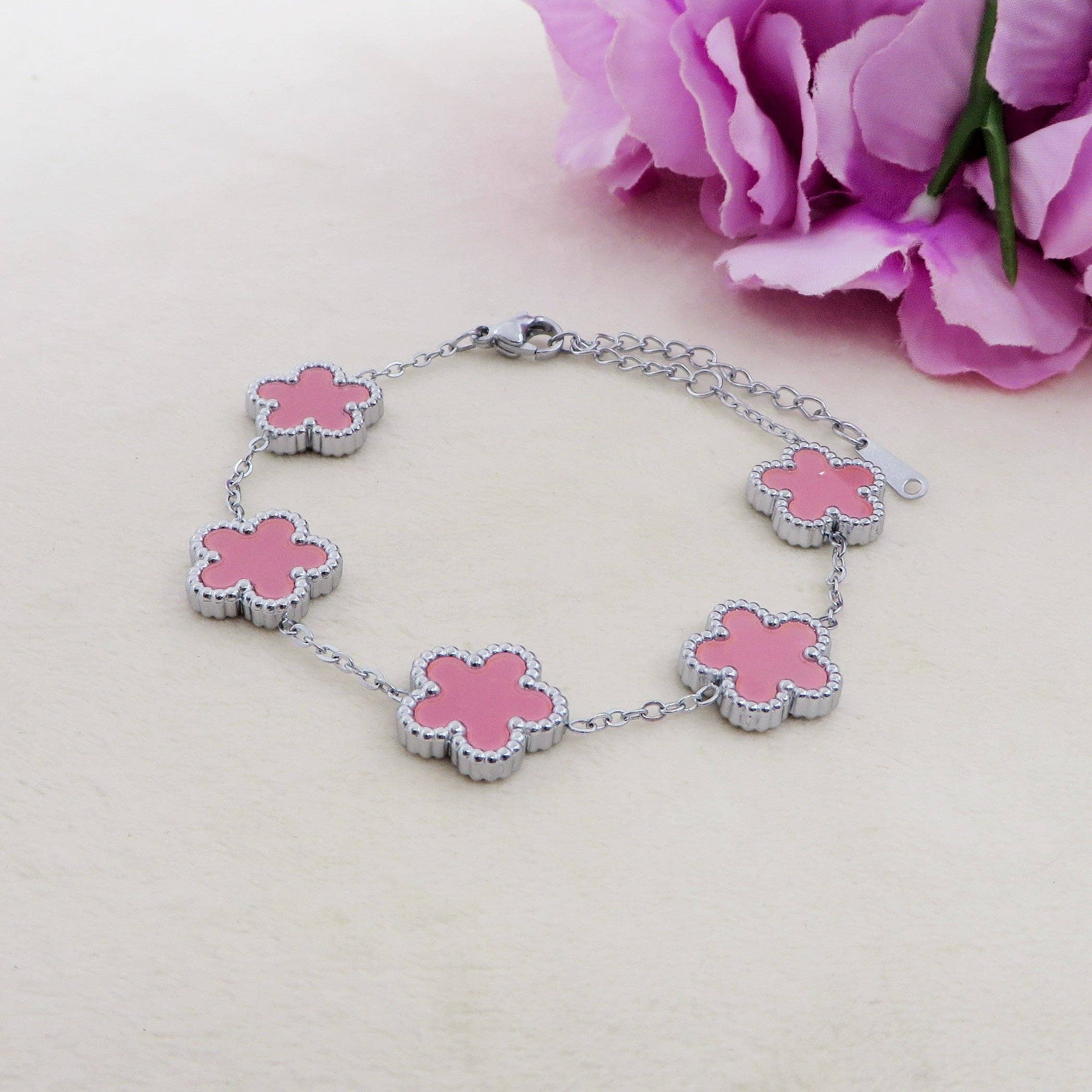 Daemon srls - Wholesale Charm/Dangle Bracelet - LILY  big Flowers ACCIAIO INOSSIDABILE ~ Bracciale fiori in madreperla7