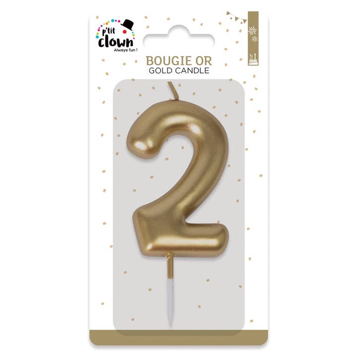 P'tit Clown - Wholesale Cake Candle - Gold Candle - Number 21