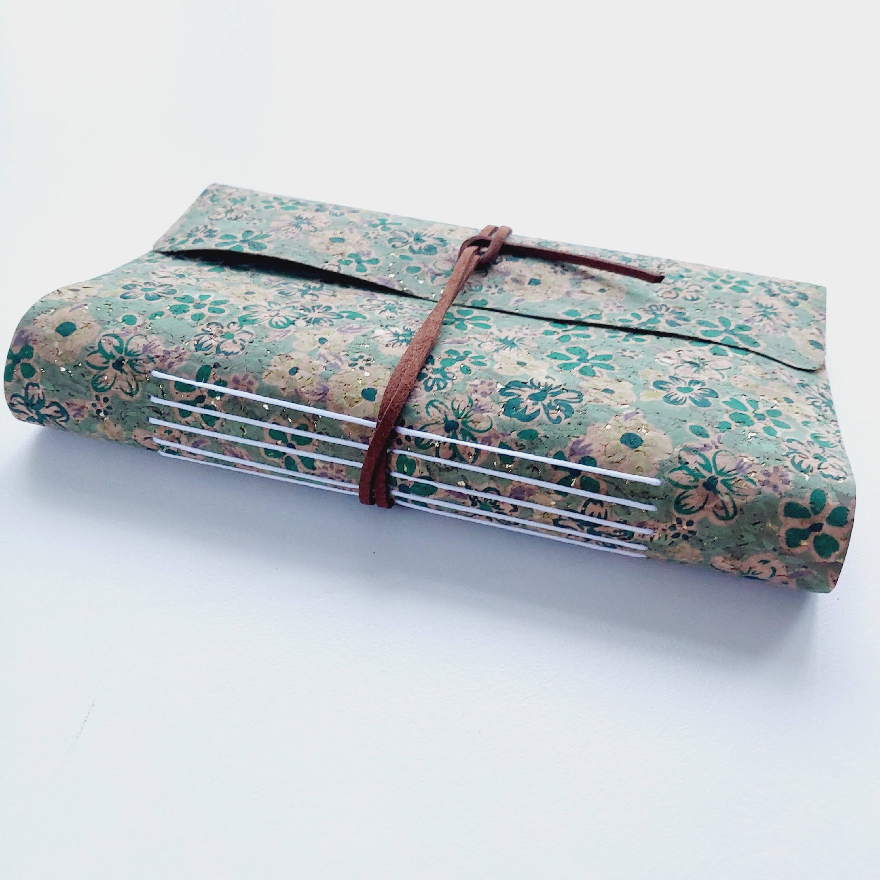 Sarah Lou Crafts – wholesale Notebook – Green Floral Cork Notebook Journal1