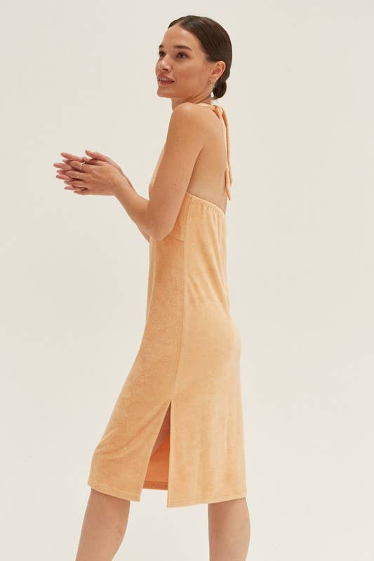 APRICOT CD7670 - Jameson Halter-neck Terry Dress for wholesale on Faire5