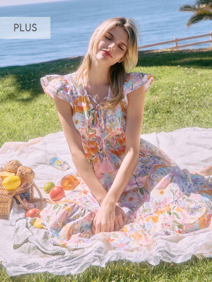 Plus Midikleid mit Blumenprint für den Großhandel von Oddi