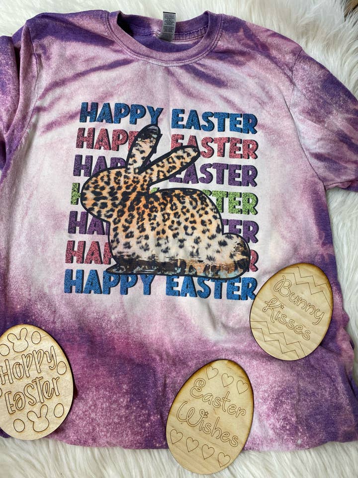 Easter Leopard Bunny Bleached Tee for wholesale by Neat Creations