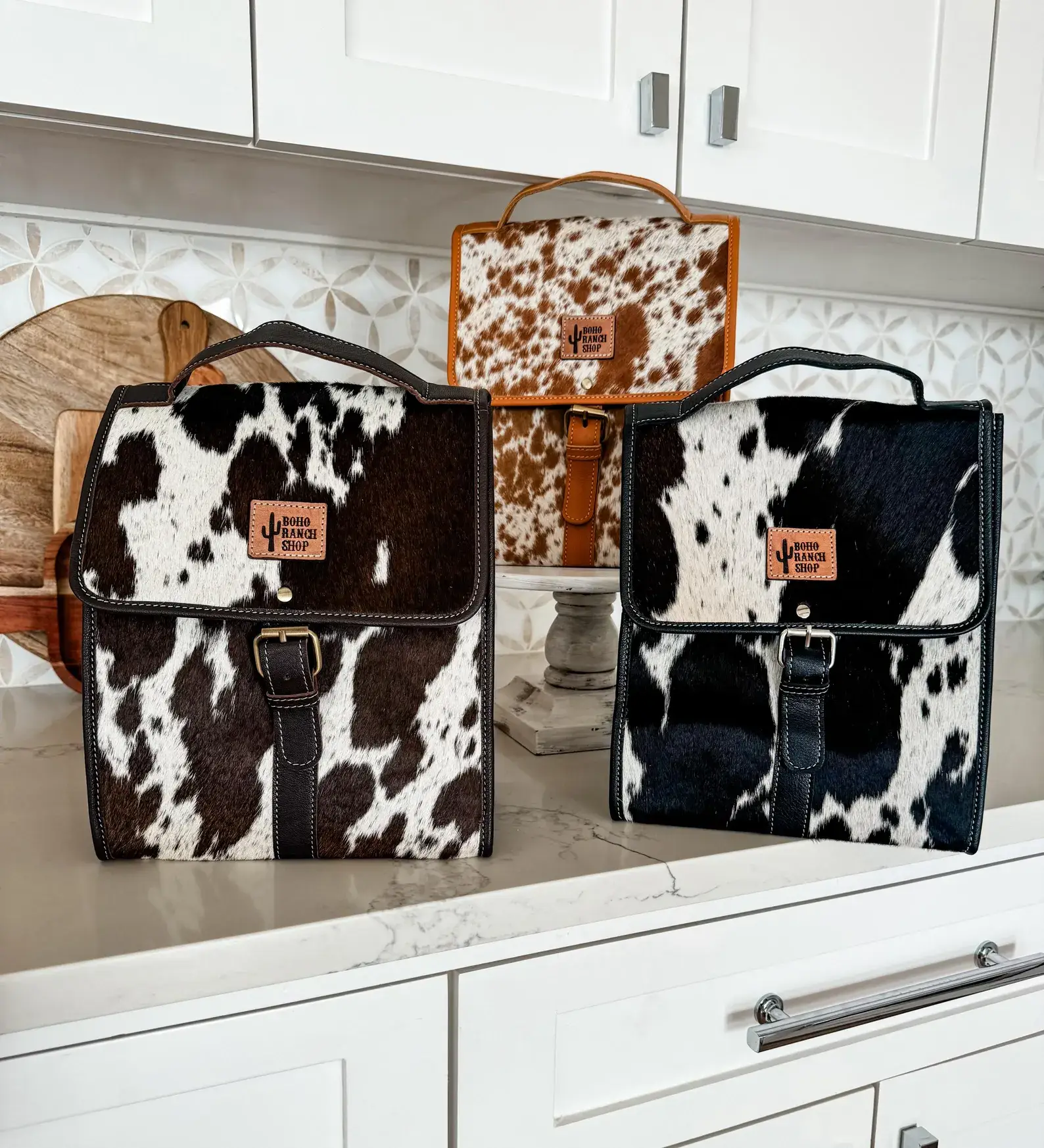Boho Ranch Shop - Wholesale Lunch Bag/Box - COWHIDE LUNCH BAG - Genuine Hair On cowhide | Leather 1