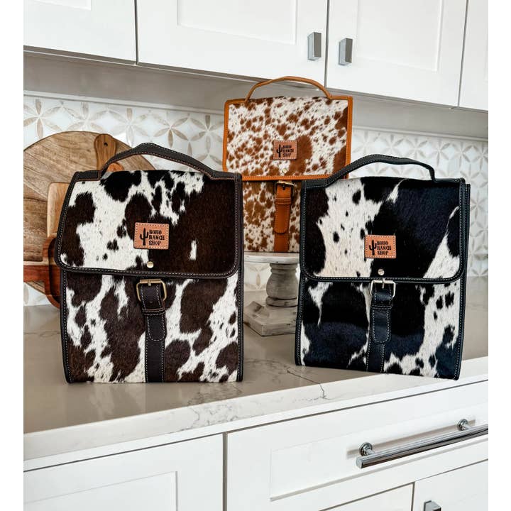 Boho Ranch Shop - Wholesale Lunch Bag/Box - COWHIDE LUNCH BAG - Genuine Hair On cowhide | Leather 1