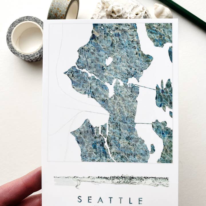 SEATTLE Washington Cascades Map Postcard for wholesale by Turn-of-the-Centuries