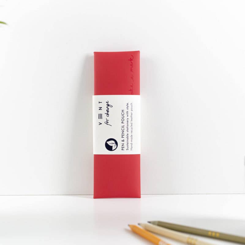 VENT for Change - Wholesale Pencil Case/Pouch - Pen / Pencil Pouch Recycled Leather - Red1