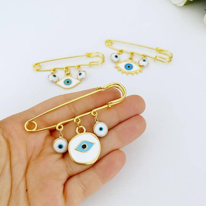 Evileyefavor - Wholesale Brooch - Evil Eye Handmade Safety Pin, Gold Safety Pin for Protection5