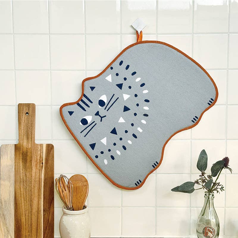 MinoCraft - Vente Torchon - Tapis égouttoir de cuisine en forme de chat3