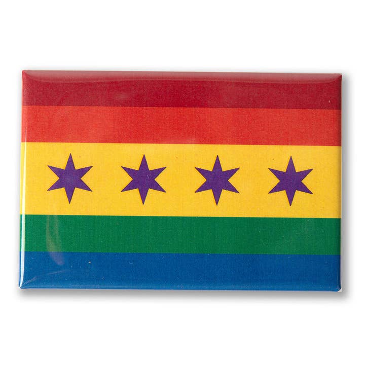 Chicago Pride Flag 3" x 2" Magnet for wholesale by Transit Tees
