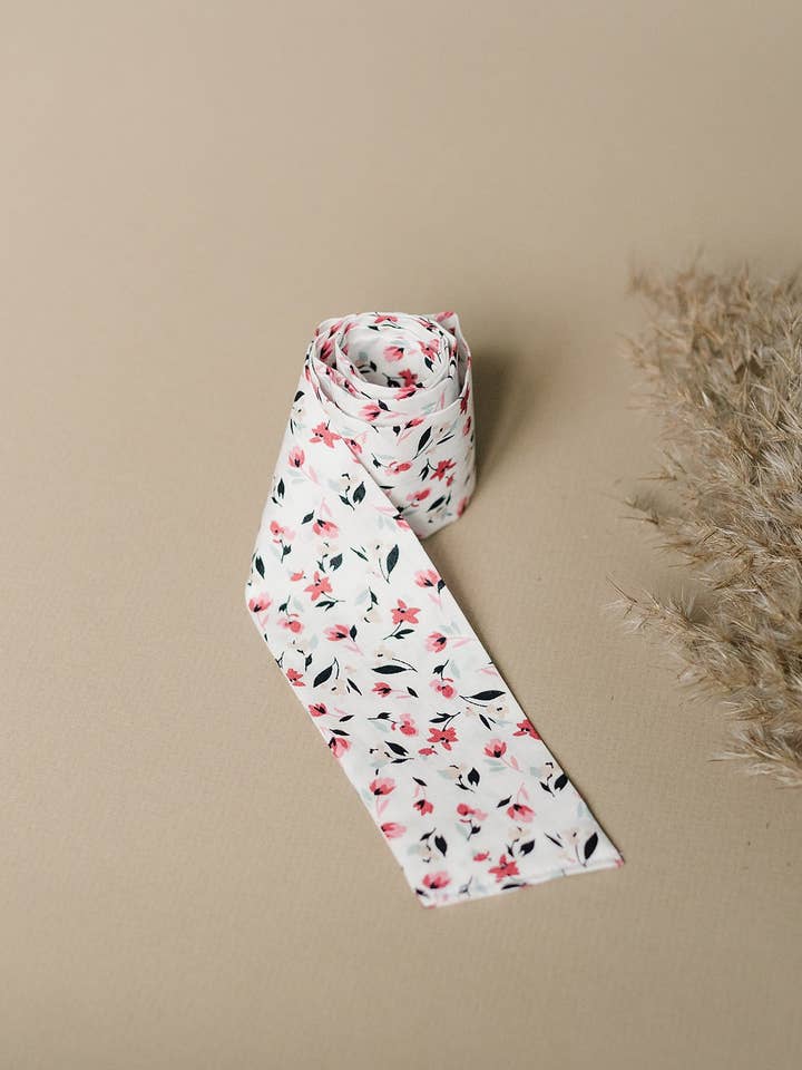 White Floral Self Tie Headband-Boho Head Wrap-Soft Headband-Knotted Headband-Tie Headband-Top Knot Headband-Knotted Headband for Women for wholesale by Madison Avenue Kids Toys