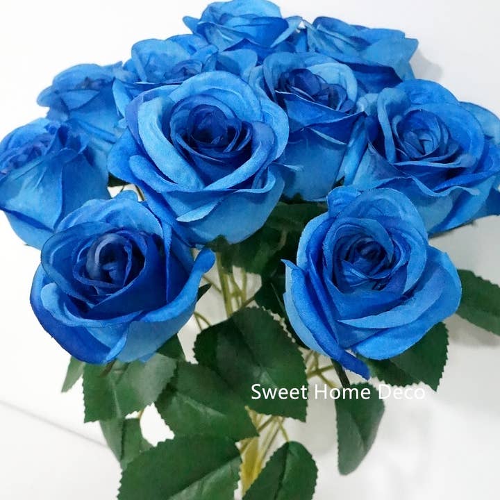 Sweet Home Deco – wholesale Artificial flowers – 16'' Silk Rose Artificial Flower Bouquet (12 stem/12 flower)