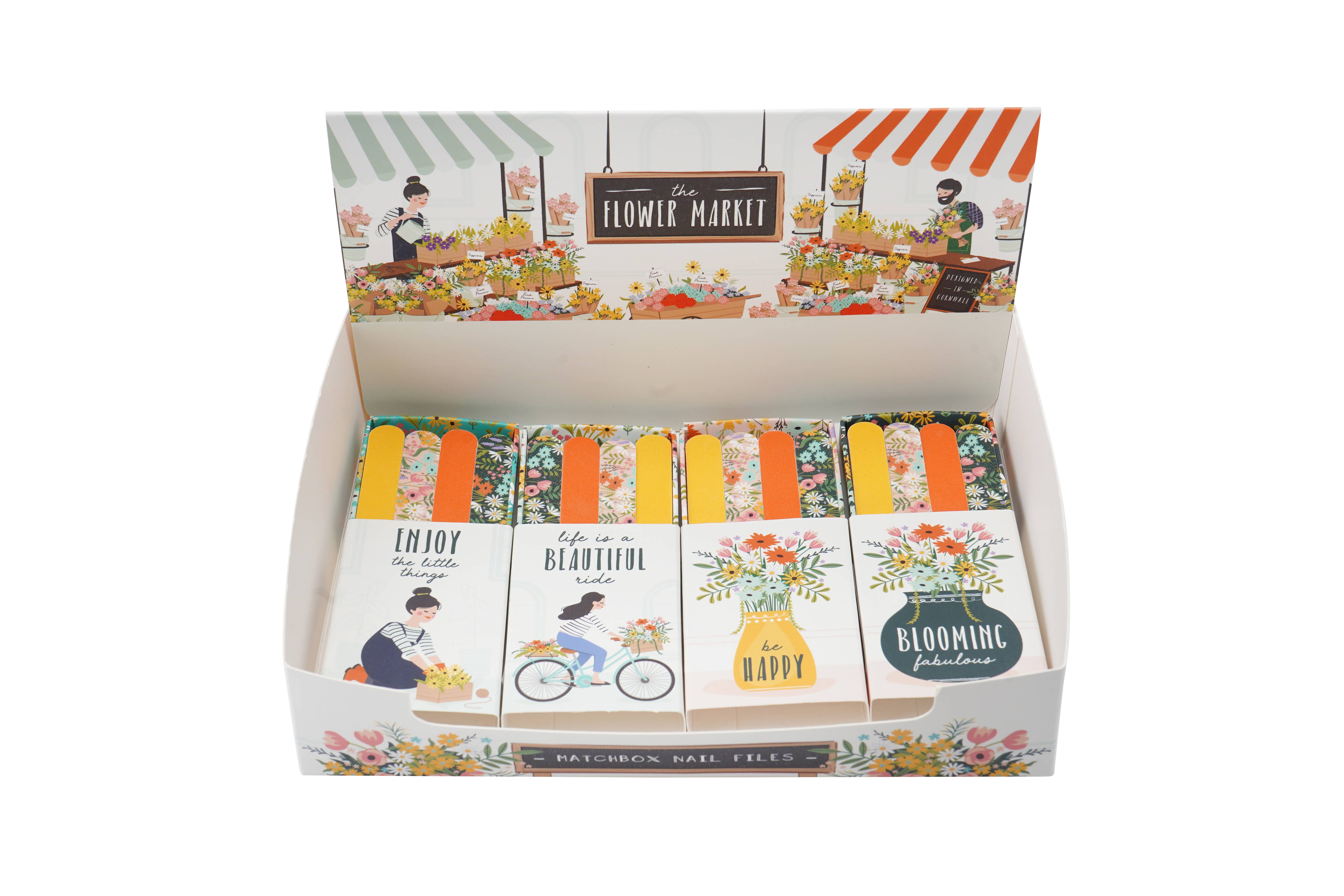 CGB Giftware - Wholesale Nail File - The Flower Market 4 Matchbox Nail Files In Display1