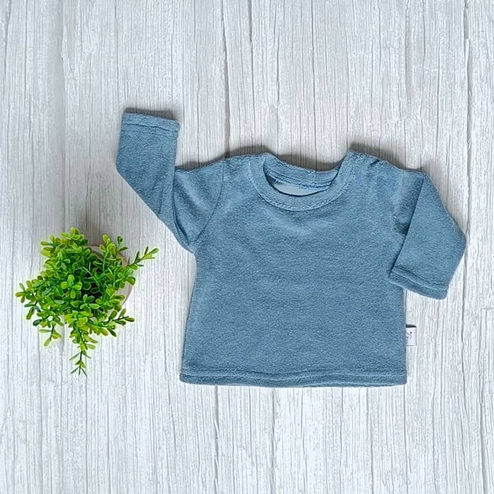 Longsleeve en tissu éponge bleu jean pour la vente par ByTasha