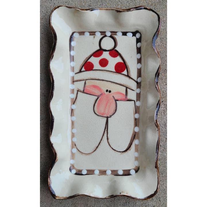 Heartfelt Traditions - Wholesale Decorative Plate/Dish/Bowl - Small Rectangle Plate (AW Santa Dots)