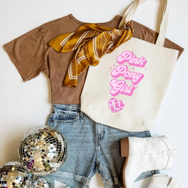 Mugsby - Wholesale Tote Bag - Women's - Pink Pony Girl Funny Tote Bag, Shoulder Bag, Book Bag