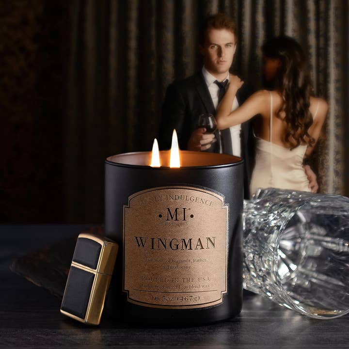 MVP Group International INC - Wholesale Jar/Filled Candle - Manly Indulgence Classic+ Wingman, 2 Wick, 16.5 oz