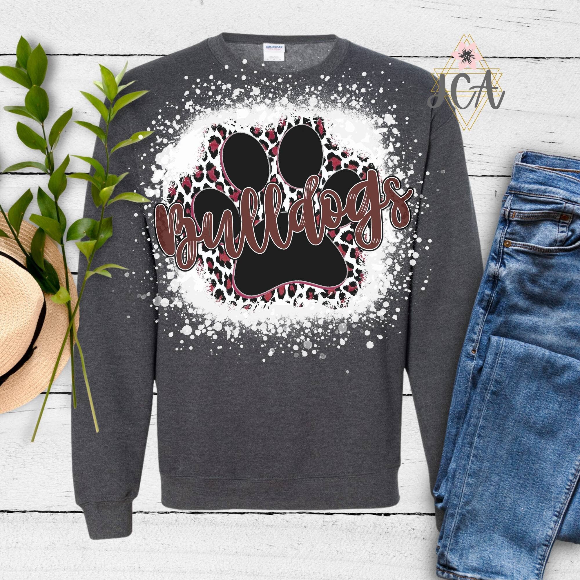 Jocelyn's Comfy Apparel - Wholesale Screen Printed T-Shirt - Women's - Bulldogs Bleached Shirt, Bulldogs School Spirit Shirt2