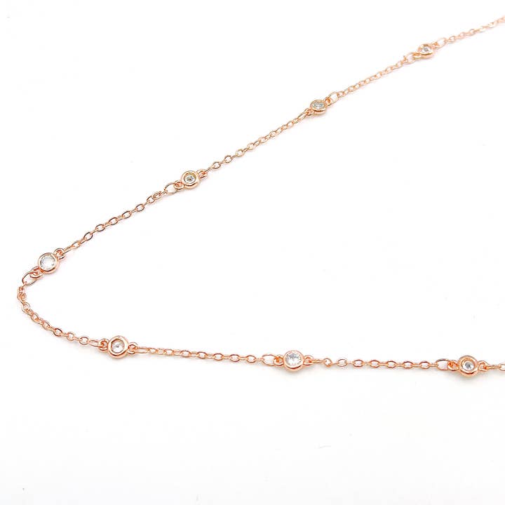 Beads Creation - Wholesale Link & Chain Necklace - Diamond by Yard Round CZ Bezel Chain, Link & Chain Necklace
