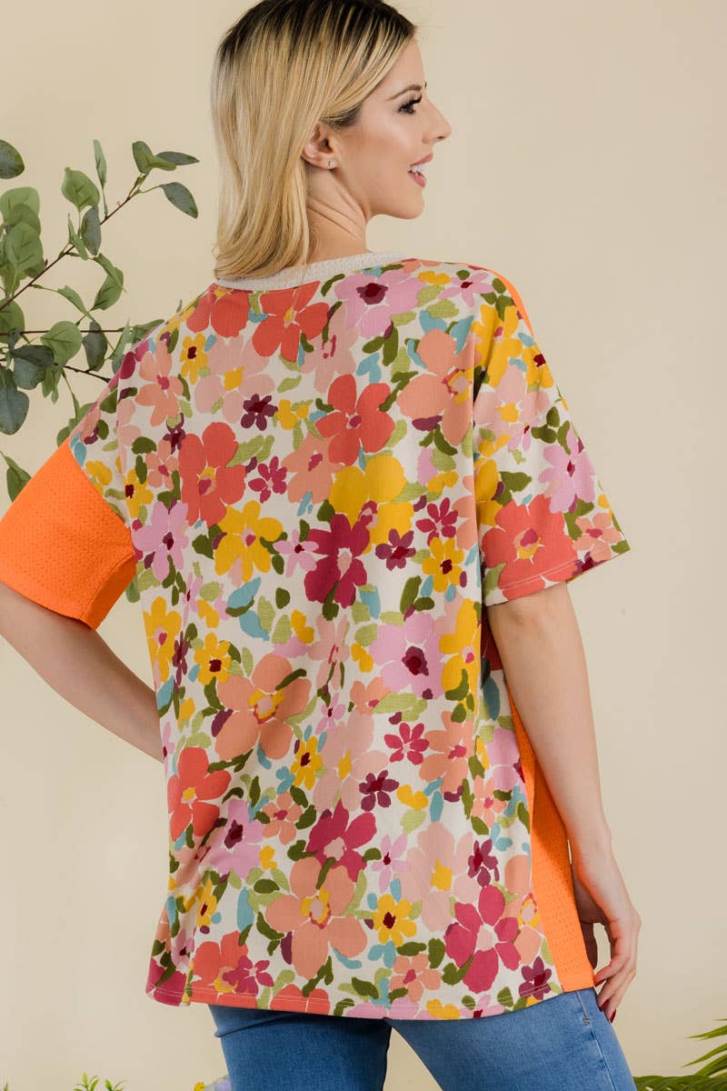 Celeste Clothing - Wholesale T-Shirt - Women's - PLUS SIZE CLOTHING OVERSIZED FLORAL T-SHIRT -CT43877C-PL4