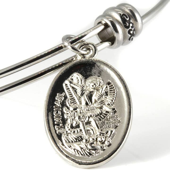 Dave The Bunny – Großhandel Armband mit Charms/Anhängern – Erzengel Michael | Schutzarmbänder für Frauen Edelstahl St. Michael Armreif mit religiösem Schmuck für Frauen von St. Michael oder San Miguel Arcangel Schutzarmband für Männer und Frauen