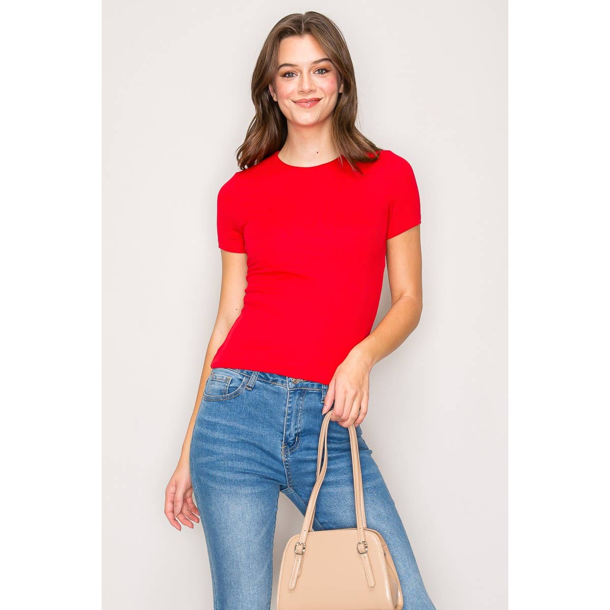 Popular 21 - Vente Haut en maille – femme - T-shirt en tricot à manches courtes et col haut à double couche16