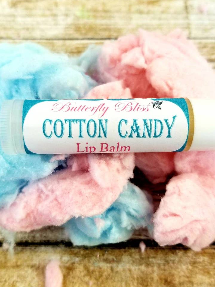 Bio-Lippenbalsam | Zuckerwatte-Lippenbalsam | Lippenbalsam mit Zuckerwatte duftender Lippenbalsam | Lippenbalsam-Tuben | Natürlicher Lippenbalsam | Bienenwachs- für den Großhandel von Butterfly Bliss