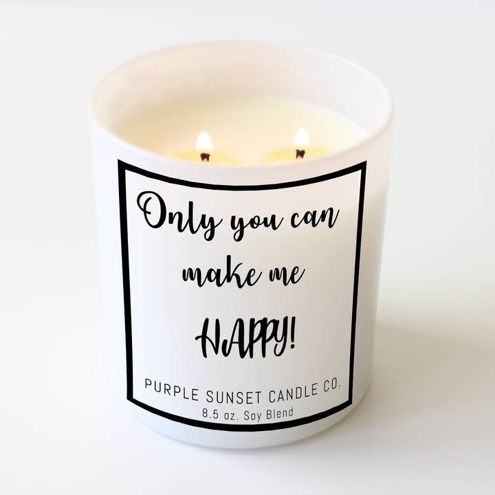 Bougies de bonheur personnalisées/personnalisées pour la vente par Purple Sunset Candle Company