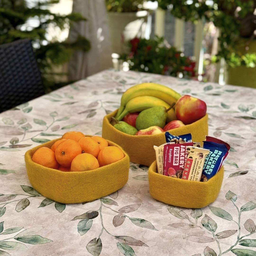 Humble Hilo - Venta al por mayor Bandejas/platos/boles decorativos - Humble Hilo Cuencos de Fieltro Hechos a Mano, Juego de 3 Cuadrados32