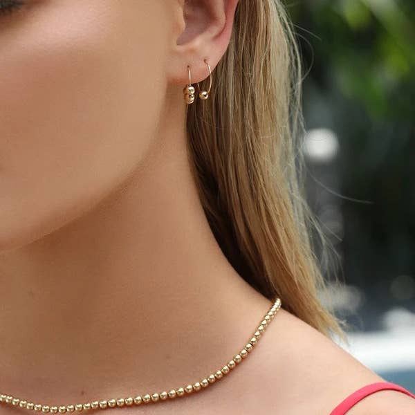 Beaded Hoop Earrings- 14k Gold for wholesale on Faire2