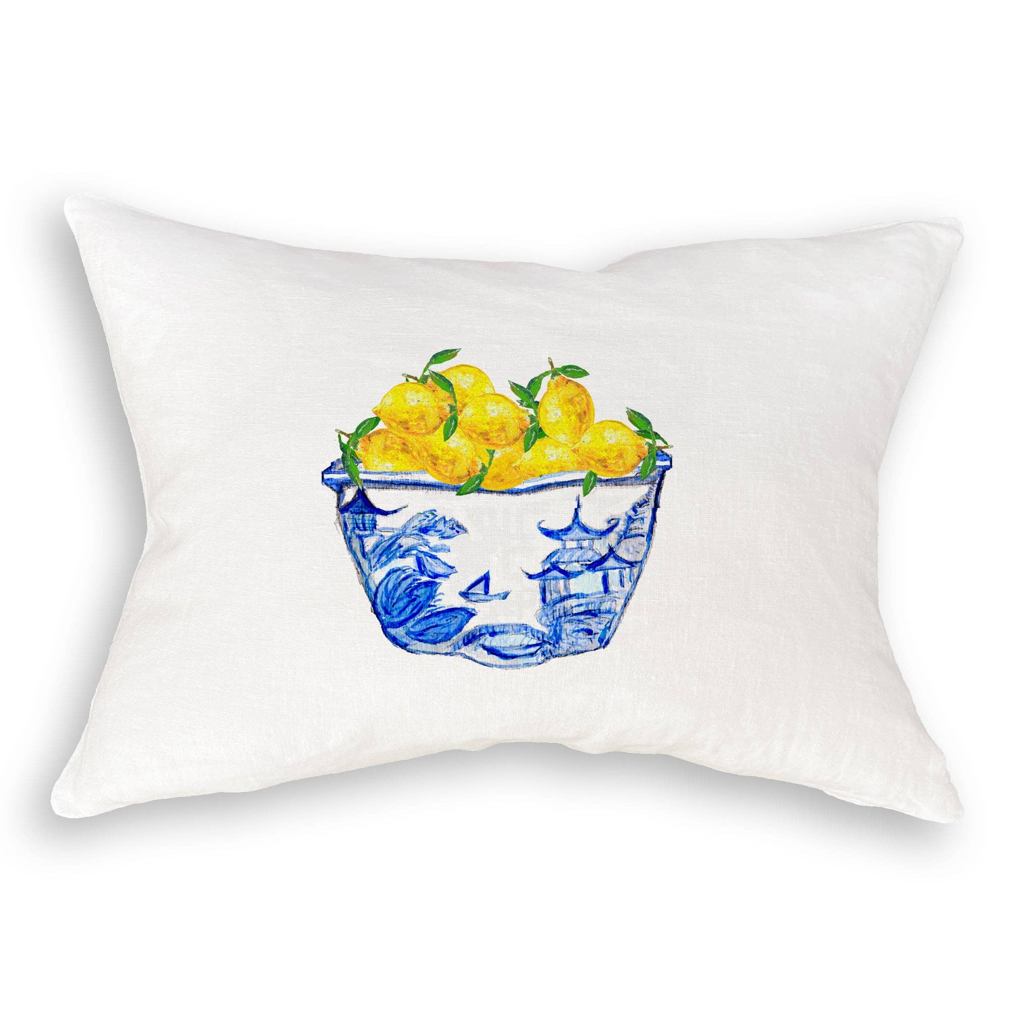 French Graffiti - Vente Torchons - Bol bleu et blanc avec citrons9