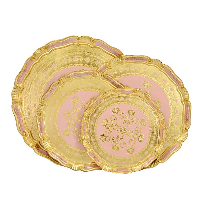 Via Graceffo - Wholesale Decorative Tray - Florentine Carved Gilded Wood Circle Tray, Made in Italy9