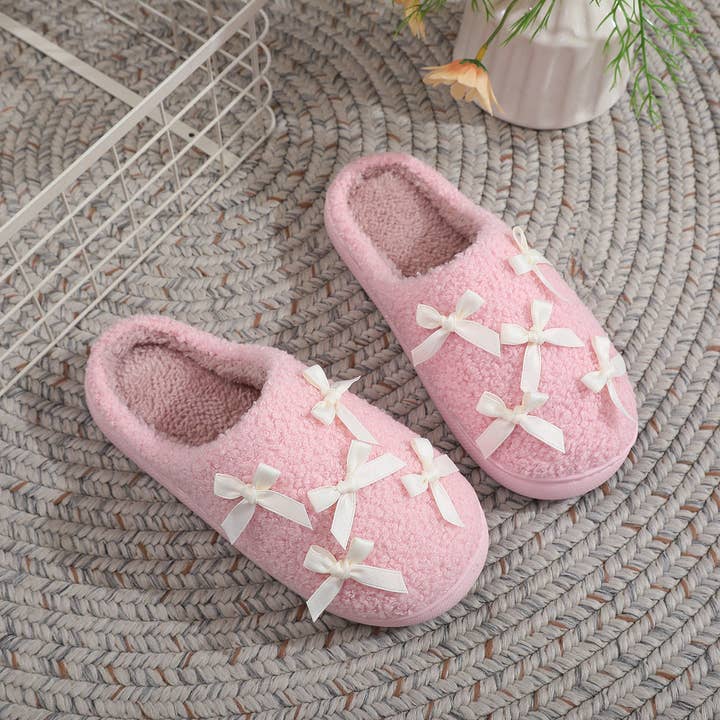 DOUBLJU - Wholesale Slippers - Women's - CUTE WARM HOME BOW COTTON SLIPPERS_CWSHS11534