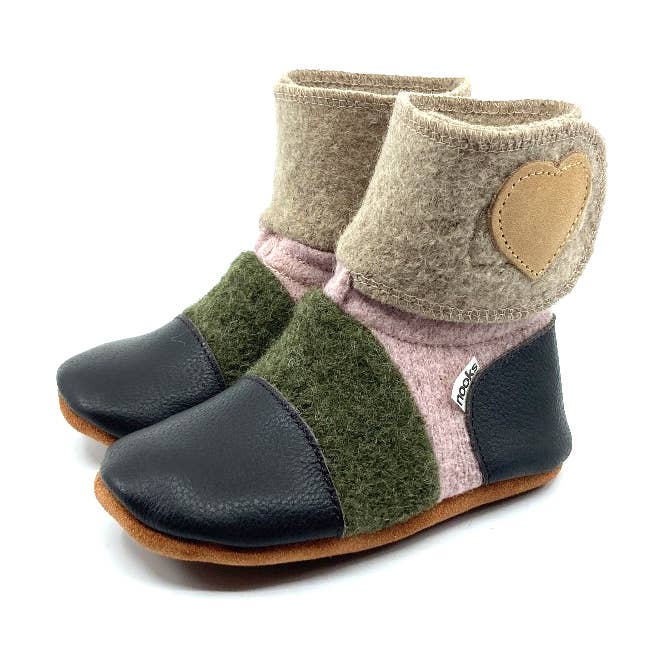 Nooks Design - Wholesale Booties - Baby - Peony Felted Wool Booties0