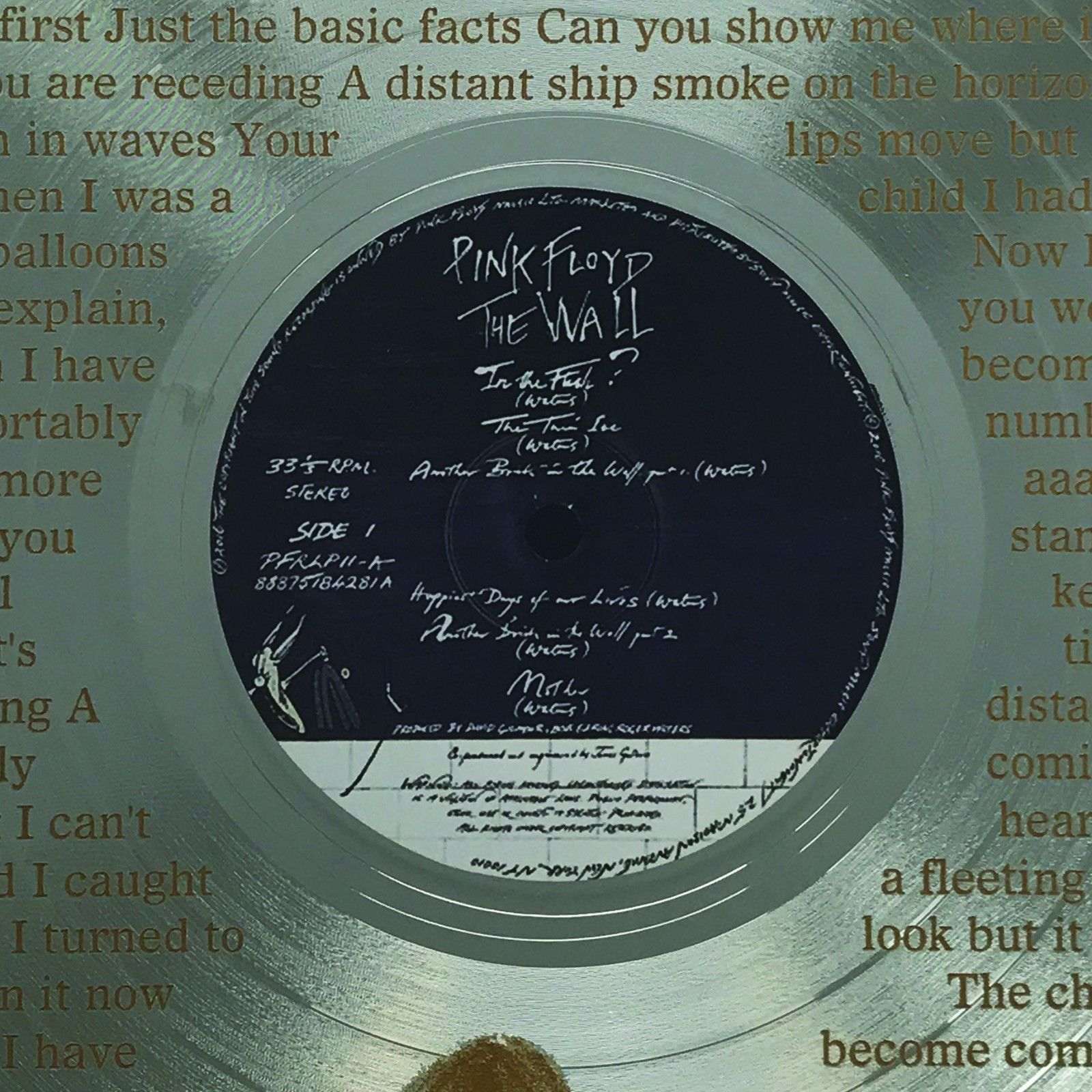 Gold Record Outlet – Objeto de mesa decorativo por atacado – Pink Floyd Platinum Lp Record Gravado a Laser C/Confortavelmente Nu1