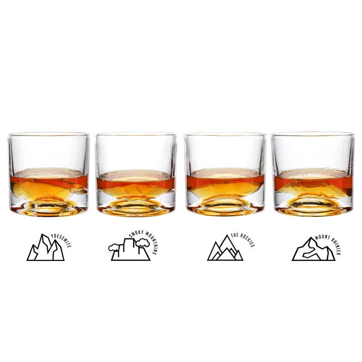 Le set de verres à whisky bourbon 4 pièces - The American Peaks pour la vente par Viva | Espro | Liiton
