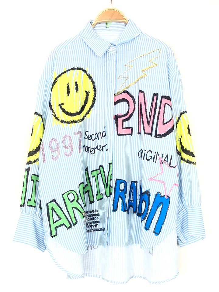 SWEET MAGIC MODA Y COMPLEMENTOS - Venta al por mayor Camisa con botones - Mujer - CAMISA DE RAYAS ESTAMPADA 0