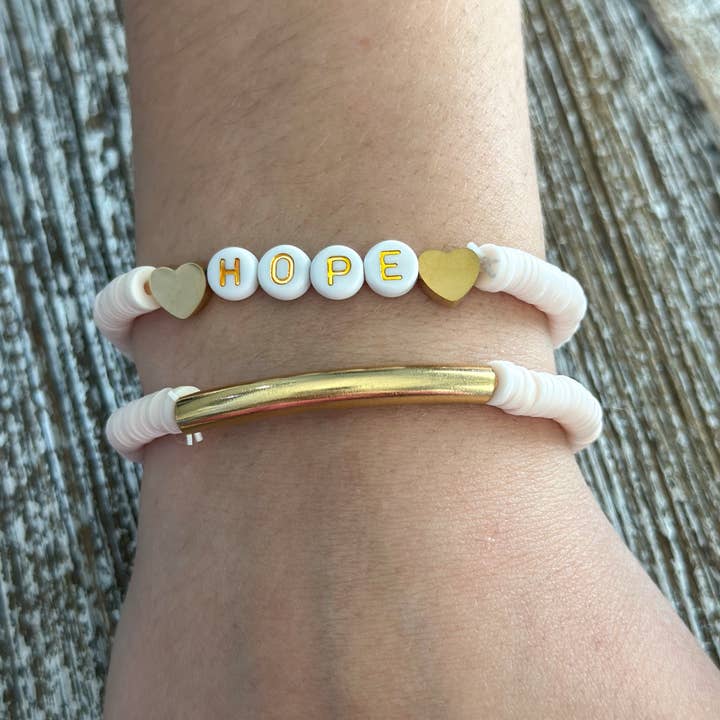 Harris Girls & Co. - Wholesale Jewelry Set - Heishi Bracelet Set "Hope" Pearl1