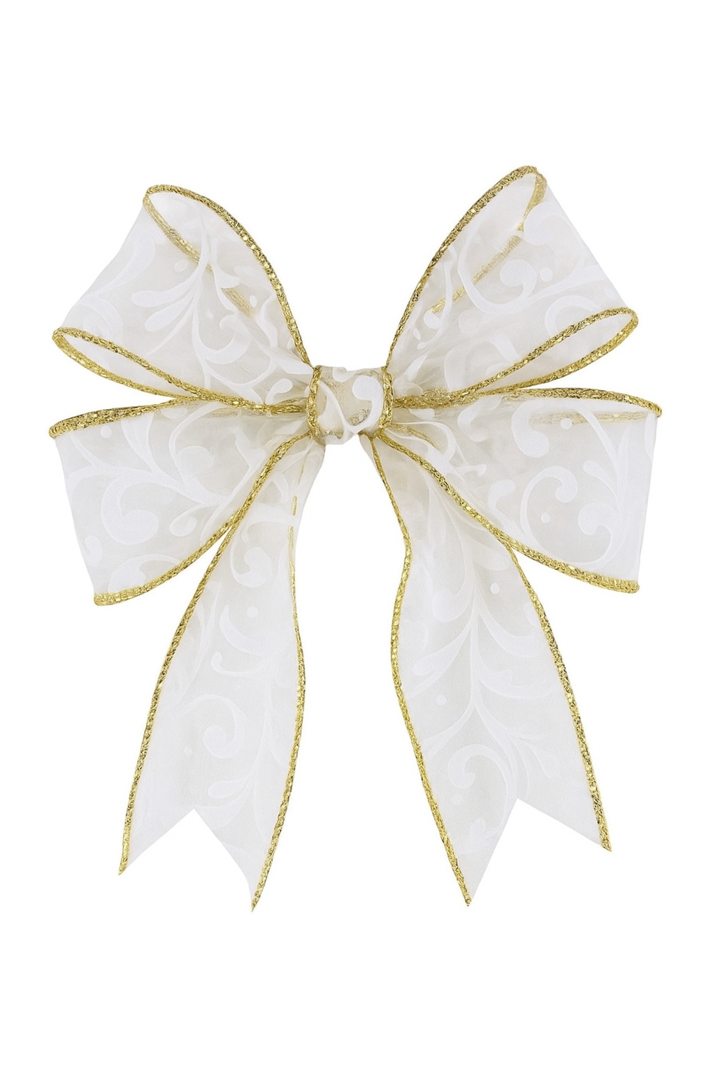 Factory Direct Craft - Vente Ruban – emballage cadeau - Bobine de ruban à bordure dorée avec tourbillon blanc (10 yds x 1-1/2 in)1