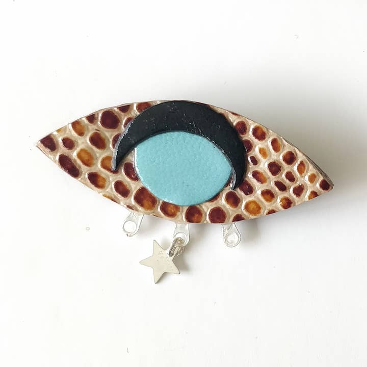 Broche olho rosa ouro e prata 925 leopardo por atacado de Onëhj