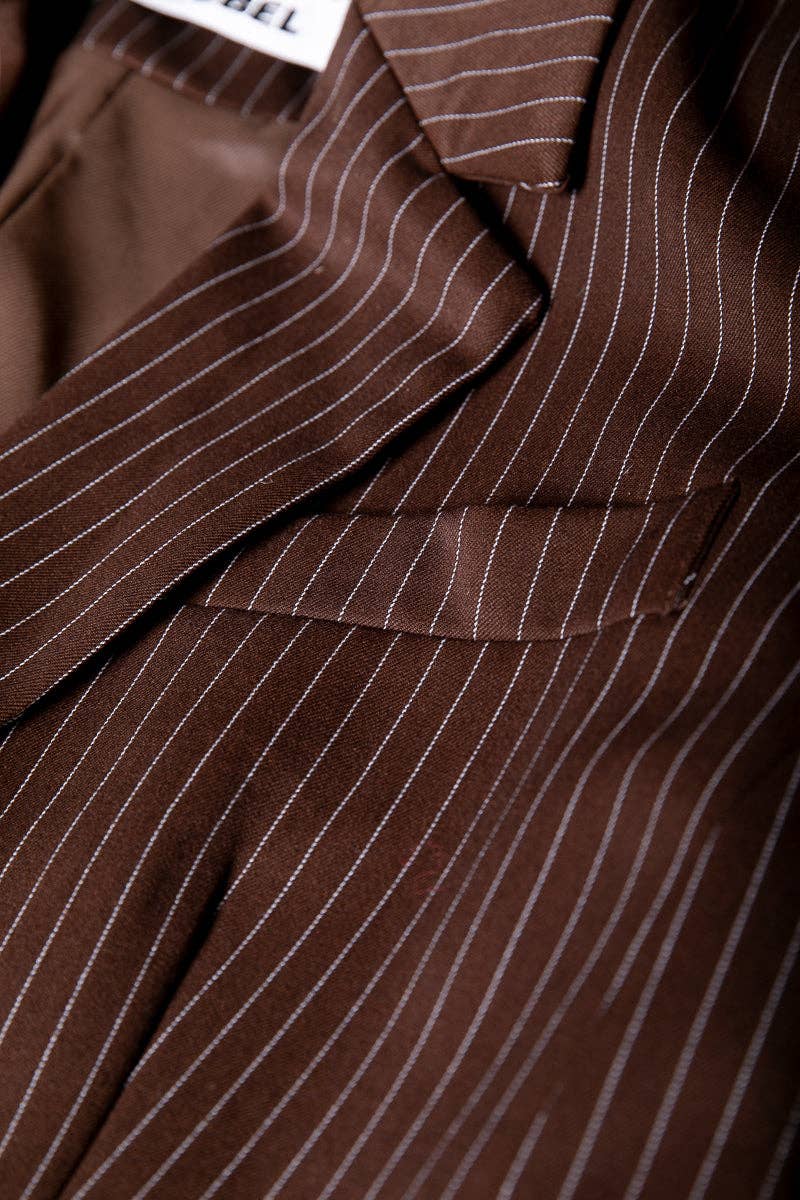Jesra Pinstripe Blazer | Brown for wholesale on Faire0
