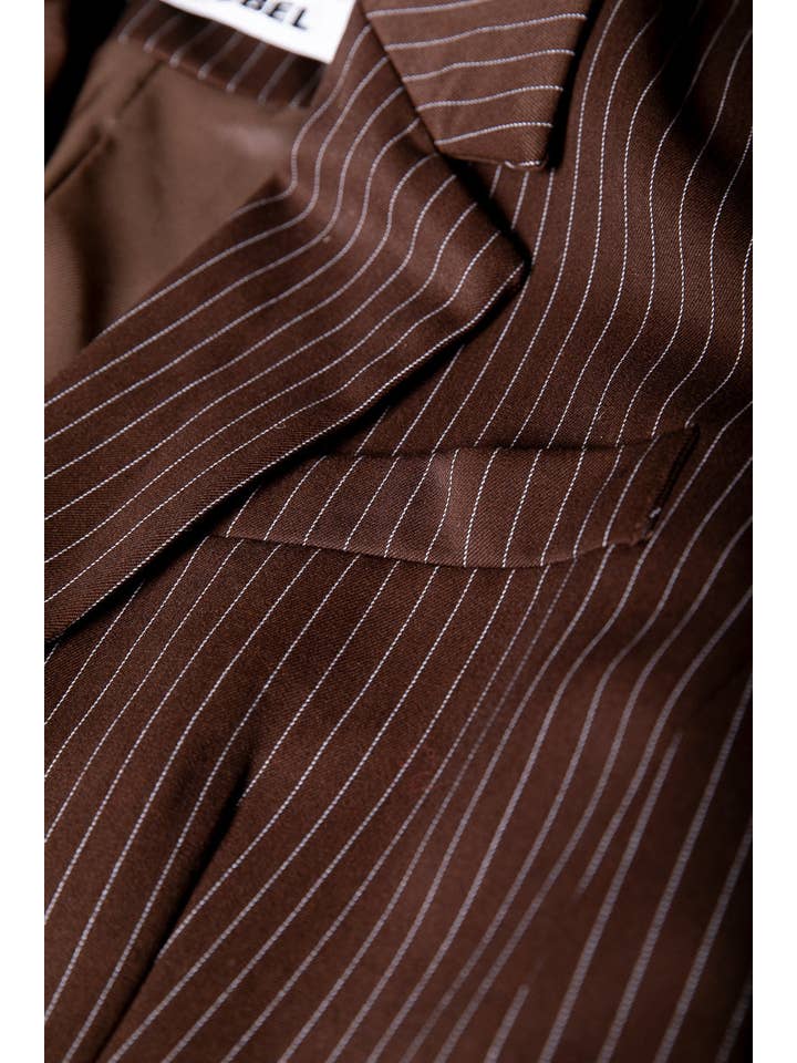 Jesra Pinstripe Blazer | Brown for wholesale on Faire