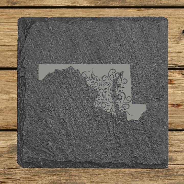 Sottobicchiere in Ardesia del Maryland - 16 Design - Quadrato o Rotondo per la vendita all'ingrosso da parte di Beach, Cats & Wine